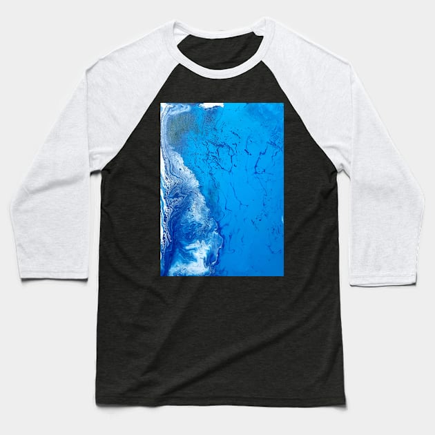 Aerial view ocean waves acrylic painting Baseball T-Shirt by LukjanovArt